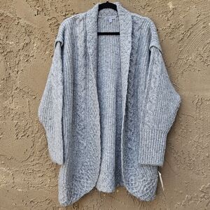 Ophelia Roe Gray Chunky Knit Open Front Cocoon Cardigan